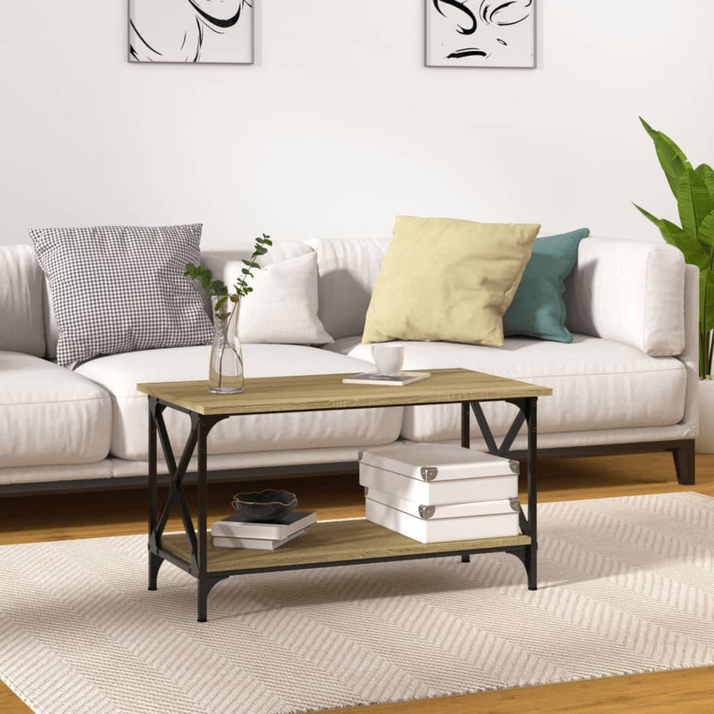 Coffee Table Sonoma Oak 80x45x45 cm Engineered Wood and Iron Payday Deals