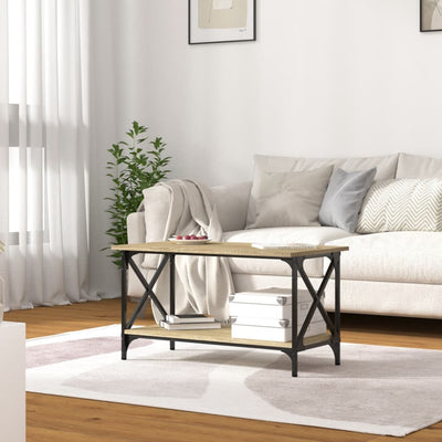 Coffee Table Sonoma Oak 80x45x45 cm Engineered Wood and Iron Payday Deals
