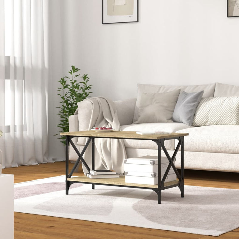 Coffee Table Sonoma Oak 80x45x45 cm Engineered Wood and Iron Payday Deals