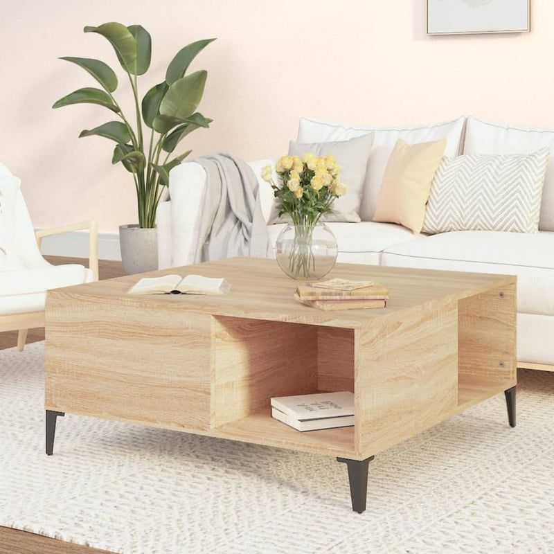 Coffee Table Sonoma Oak 80x80x36.5 cm Engineered Wood Payday Deals