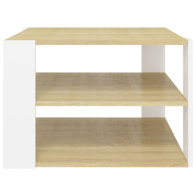 Coffee Table Sonoma Oak and White 60x60x40 cm Engineered Wood Payday Deals