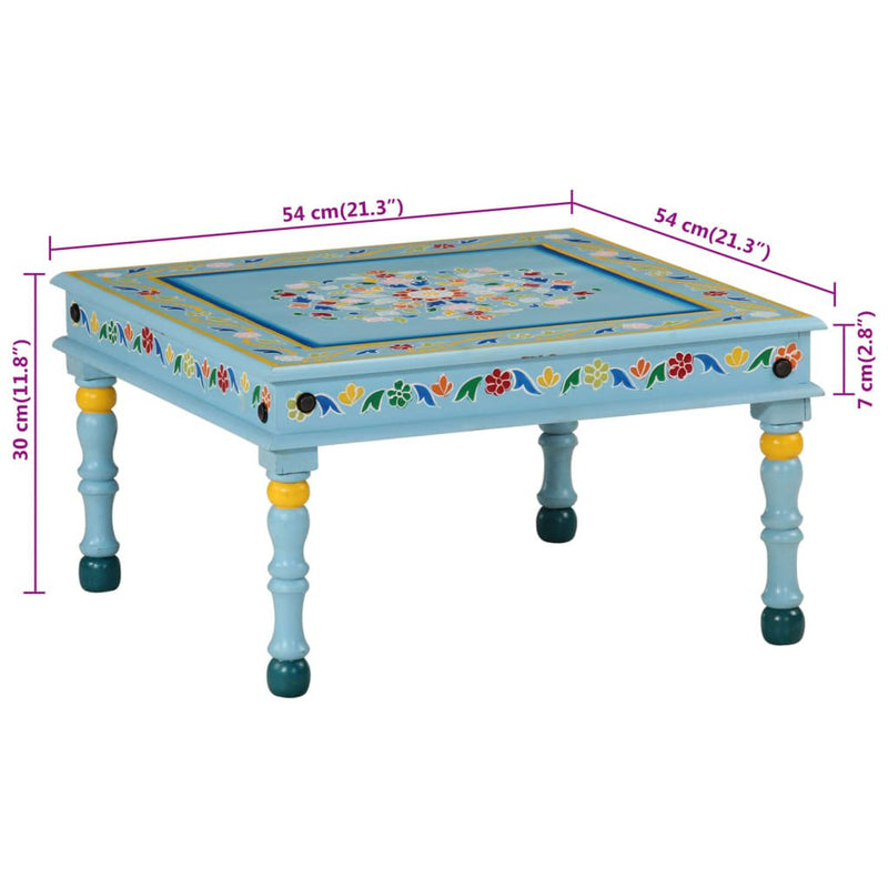 Coffee Table Turquoise Hand Painted Solid Wood Mango Payday Deals
