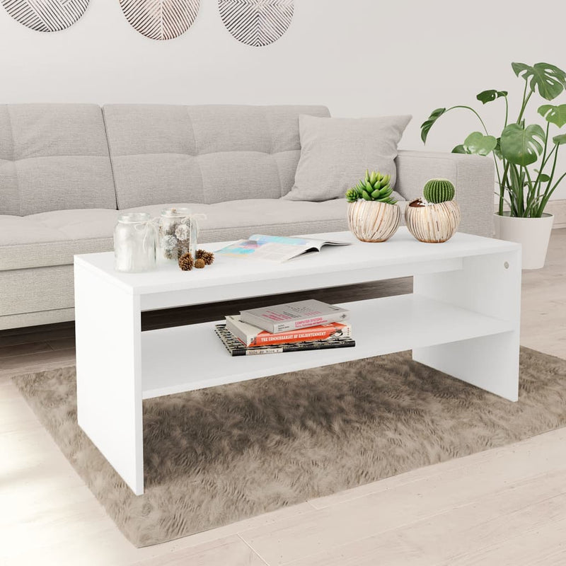 Coffee Table White 100x40x40 cm Engineered Wood Payday Deals