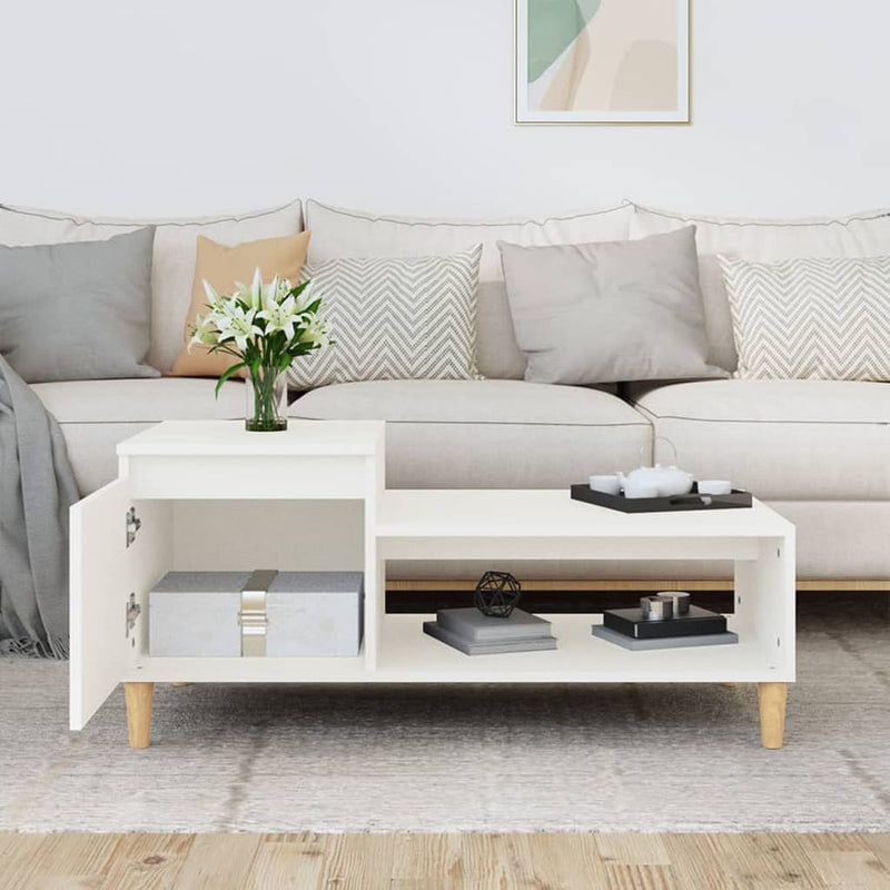 Coffee Table White 100x50x45 cm Engineered Wood Payday Deals