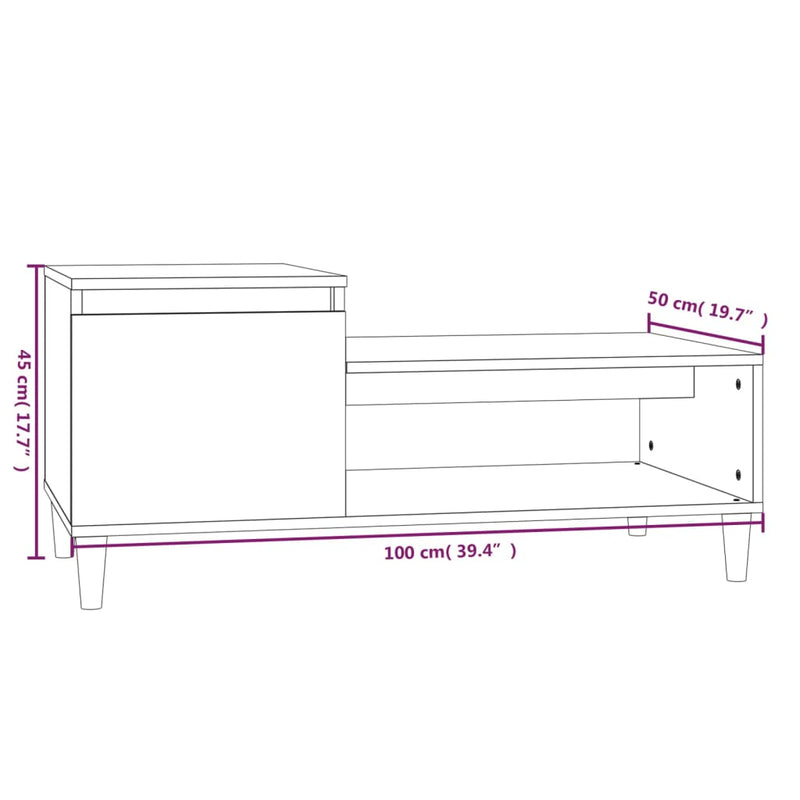 Coffee Table White 100x50x45 cm Engineered Wood Payday Deals