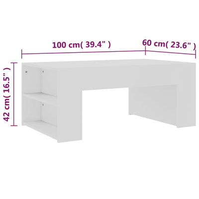 Coffee Table White 100x60x42 cm Engineered Wood Payday Deals