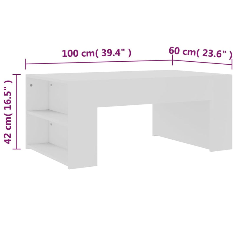 Coffee Table White 100x60x42 cm Engineered Wood Payday Deals