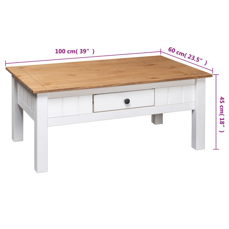 Coffee Table White 100x60x45 cm Solid Pine Wood Panama Range Payday Deals