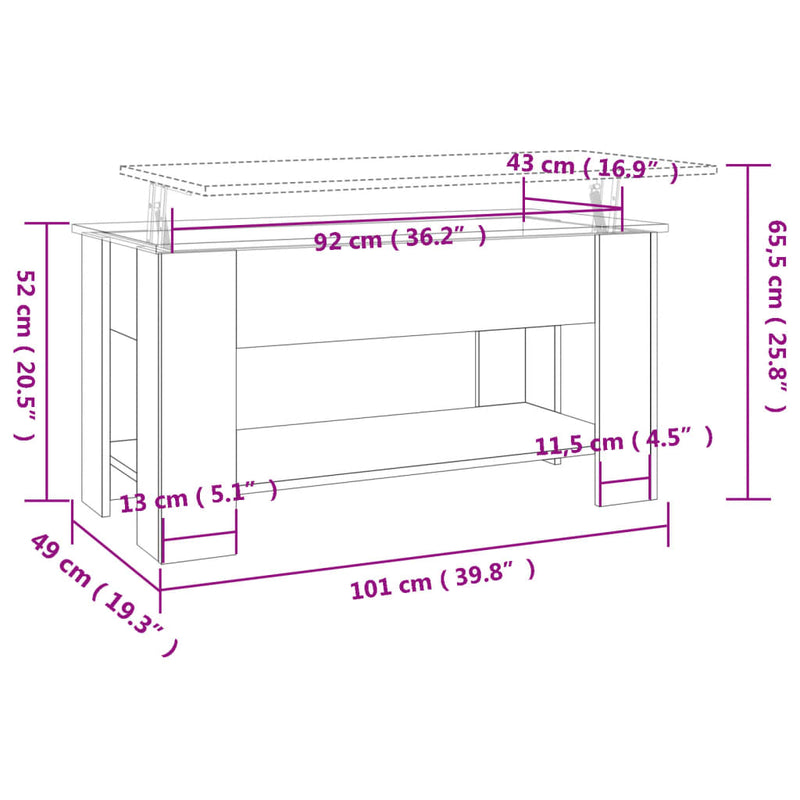 Coffee Table White 101x49x52 cm Engineered Wood Payday Deals
