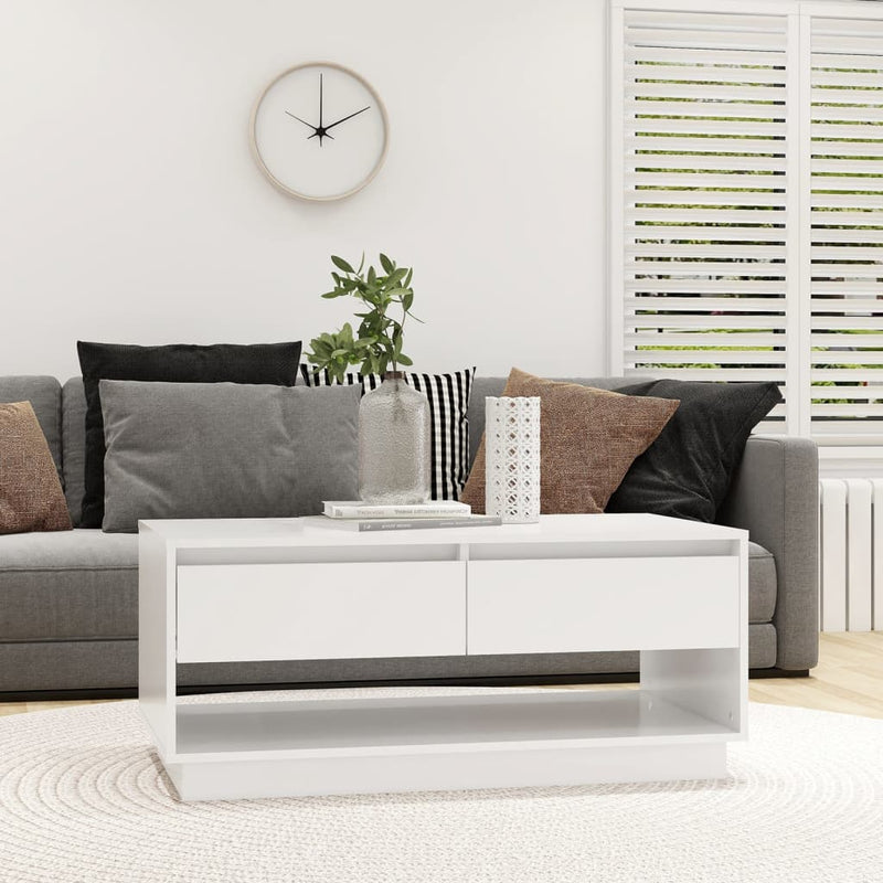 Coffee Table White 102.5x55x44 cm Engineered Wood Payday Deals