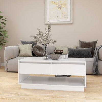 Coffee Table White 102.5x55x44 cm Engineered Wood Payday Deals