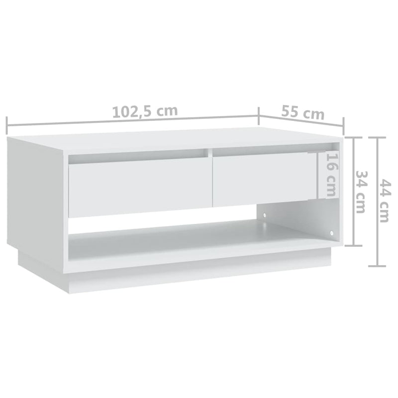 Coffee Table White 102.5x55x44 cm Engineered Wood Payday Deals