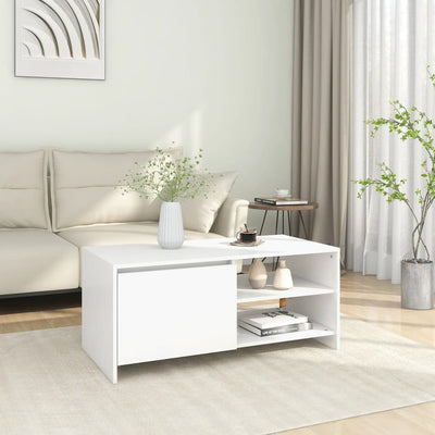 Coffee Table White 102x50x45 cm Engineered Wood