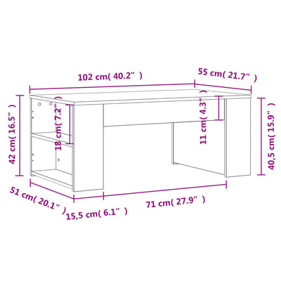 Coffee Table White 102x55x42 cm Engineered Wood Payday Deals
