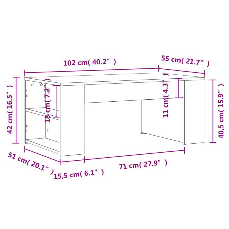 Coffee Table White 102x55x42 cm Engineered Wood Payday Deals