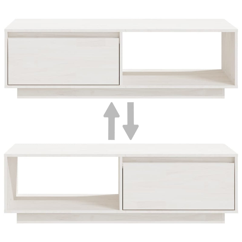 Coffee Table White 110x50x33.5 cm Solid Pinewood Payday Deals