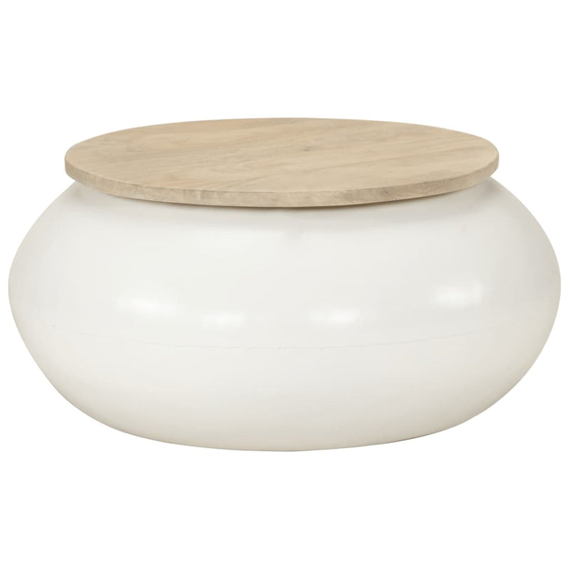 Coffee Table White 51x51x27 cm Solid Wood Mango Payday Deals