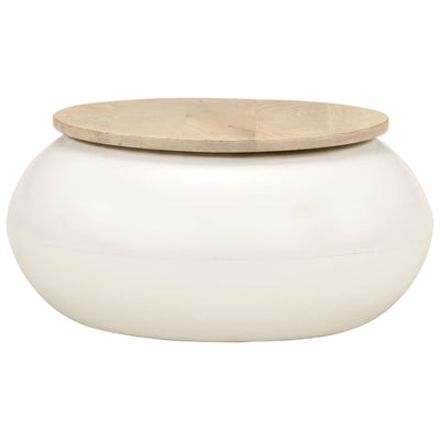 Coffee Table White 51x51x27 cm Solid Wood Mango Payday Deals
