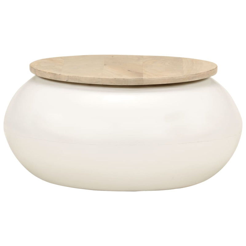 Coffee Table White 51x51x27 cm Solid Wood Mango Payday Deals
