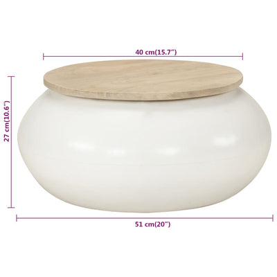 Coffee Table White 51x51x27 cm Solid Wood Mango Payday Deals