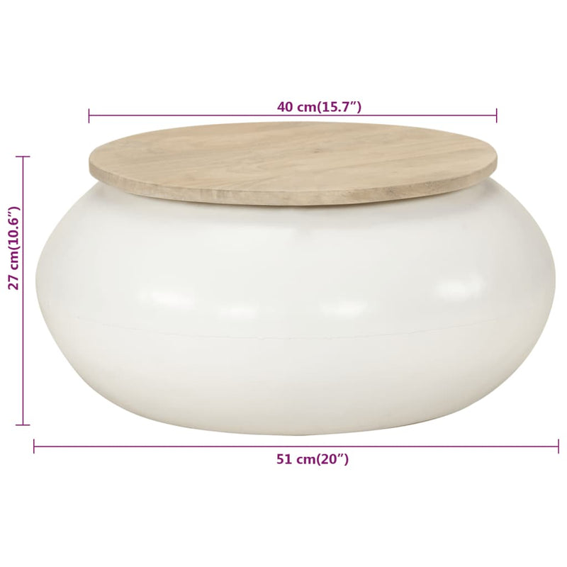 Coffee Table White 51x51x27 cm Solid Wood Mango Payday Deals