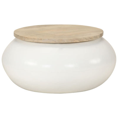 Coffee Table White 51x51x27 cm Solid Wood Mango Payday Deals