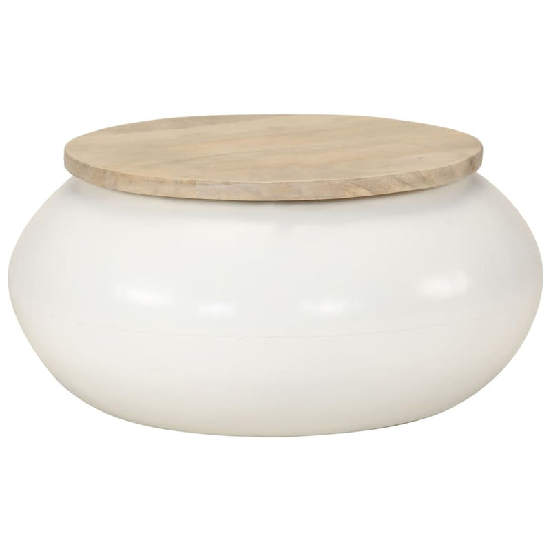 Coffee Table White 51x51x27 cm Solid Wood Mango Payday Deals
