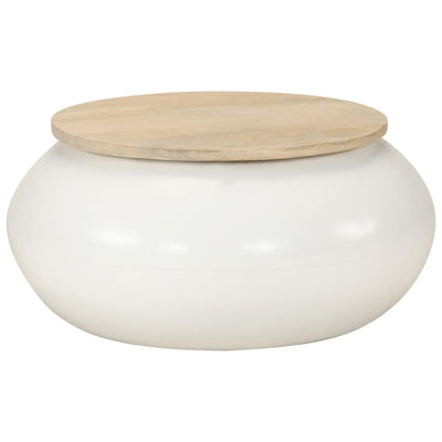 Coffee Table White 51x51x27 cm Solid Wood Mango Payday Deals