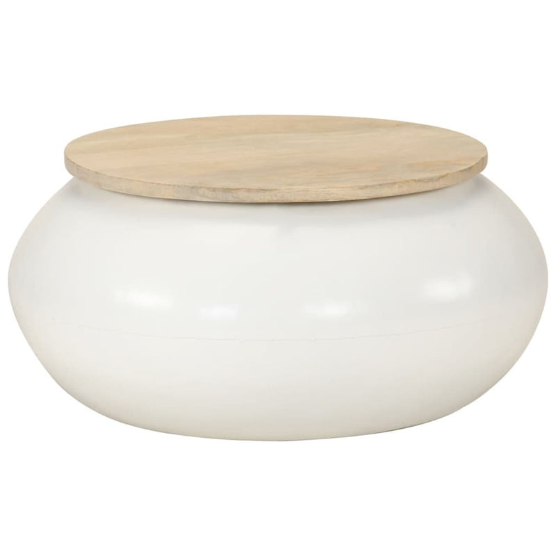 Coffee Table White 51x51x27 cm Solid Wood Mango Payday Deals