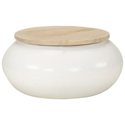 Coffee Table White 51x51x27 cm Solid Wood Mango Payday Deals