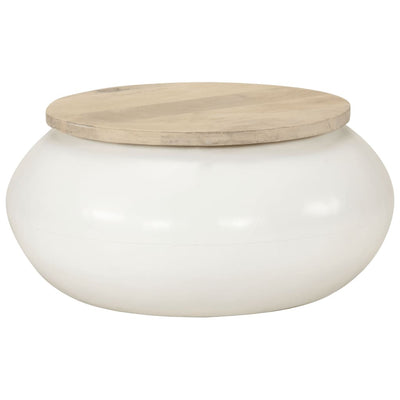 Coffee Table White 51x51x27 cm Solid Wood Mango Payday Deals
