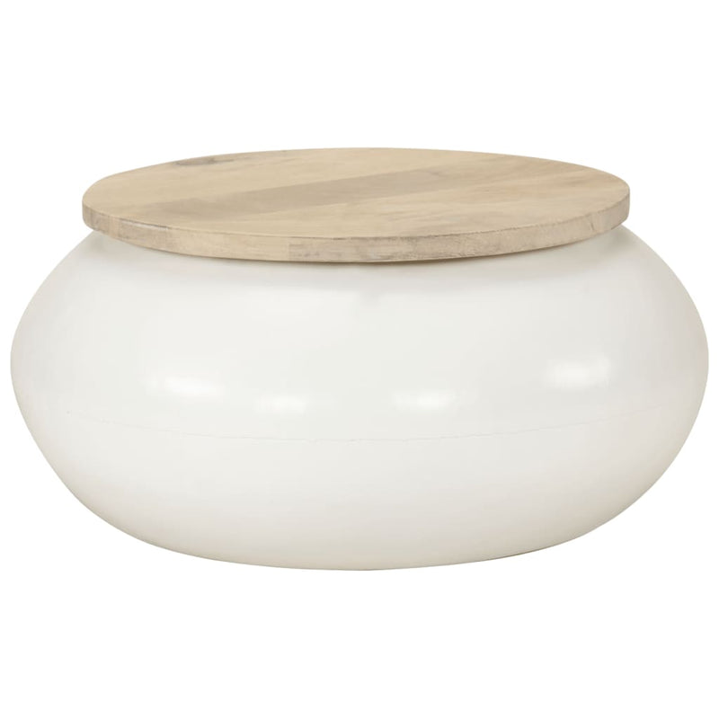 Coffee Table White 51x51x27 cm Solid Wood Mango Payday Deals
