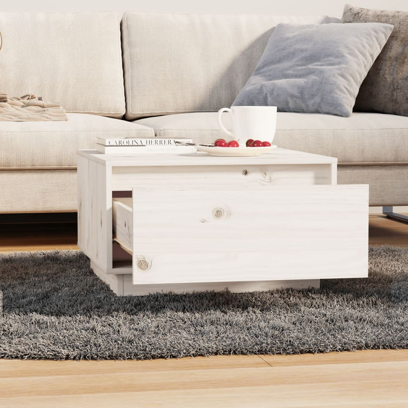 Coffee Table White 55x56x32 cm Solid Wood Pine Payday Deals