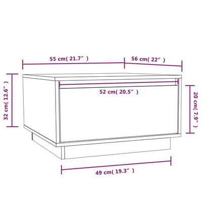 Coffee Table White 55x56x32 cm Solid Wood Pine Payday Deals