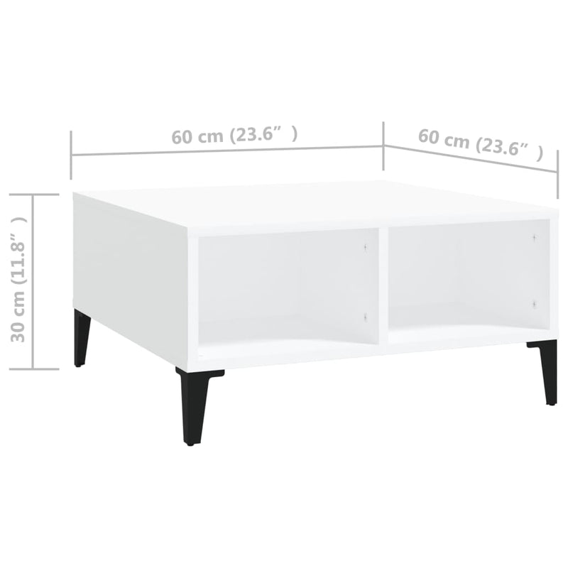 Coffee Table White 60x60x30 cm Engineered Wood Payday Deals