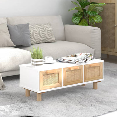Coffee Table White 80x40x30 cm Engineered Wood&Solid Wood Pine Payday Deals