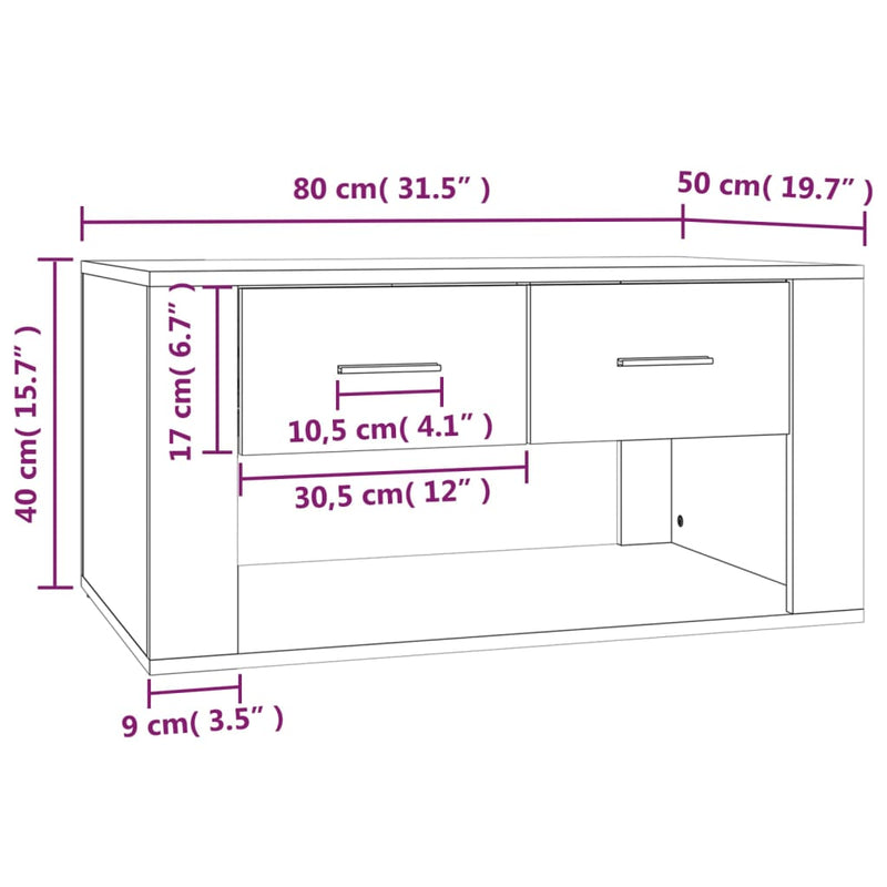 Coffee Table White 80x50x40 cm Engineered Wood Payday Deals