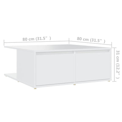 Coffee Table White 80x80x31 cm Engineered Wood Payday Deals