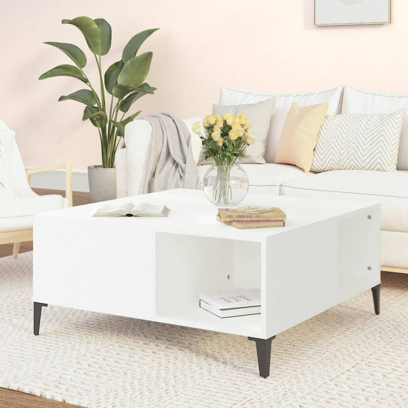 Coffee Table White 80x80x36.5 cm Engineered Wood Payday Deals