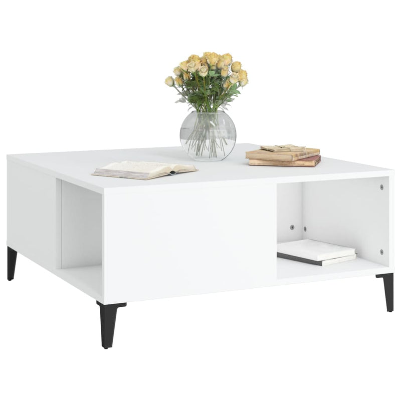Coffee Table White 80x80x36.5 cm Engineered Wood Payday Deals