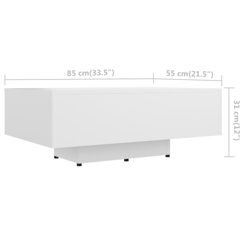 Coffee Table White 85x55x31 cm Engineered Wood Payday Deals