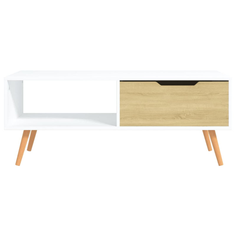 Coffee Table White and Sonoma Oak 100x49.5x43 cm Engineered Wood Payday Deals