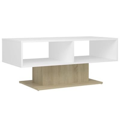 Coffee Table White and Sonoma Oak 103.5x50x44.5 cm Engineered Wood Payday Deals