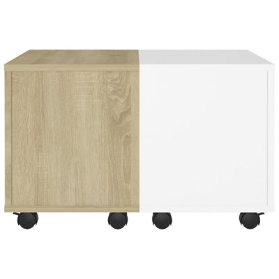 Coffee Table White and Sonoma Oak 60x60x38 cm Engineered Wood Payday Deals