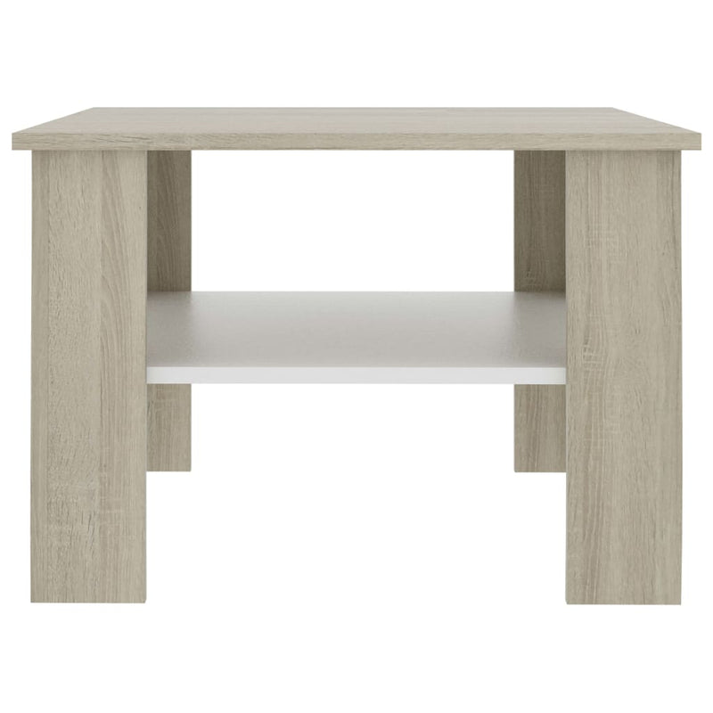 Coffee Table White and Sonoma Oak 60x60x42 cm Engineered Wood Payday Deals