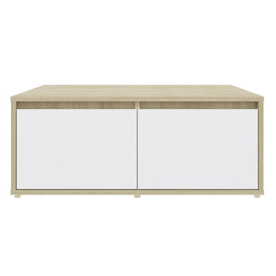 Coffee Table White and Sonoma Oak 80x80x31 cm Engineered Wood Payday Deals