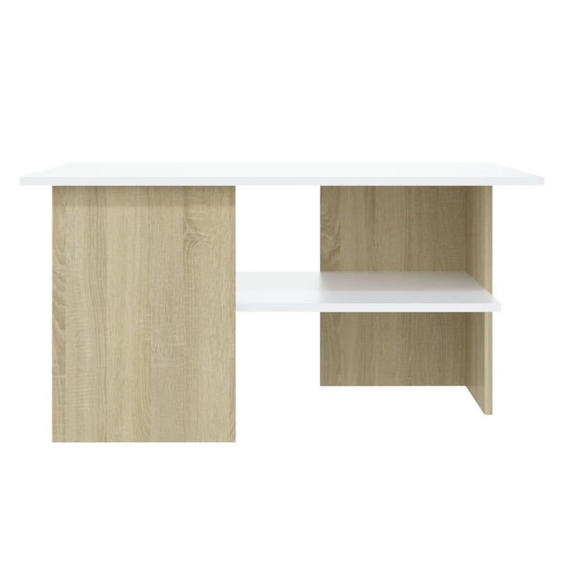 Coffee Table White and Sonoma Oak 90x60x46.5 cm Engineered Wood Payday Deals