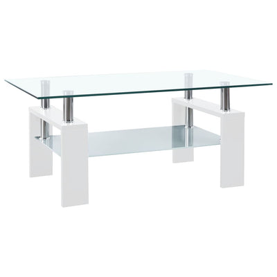 Coffee Table White and Transparent 95x55x40 cm Tempered Glass Payday Deals