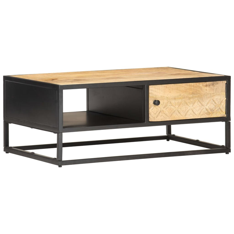 Coffee Table with Carved Door 90x55x36 cm Rough Mango Wood Payday Deals