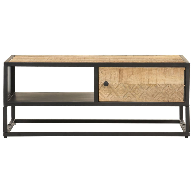 Coffee Table with Carved Door 90x55x36 cm Rough Mango Wood Payday Deals